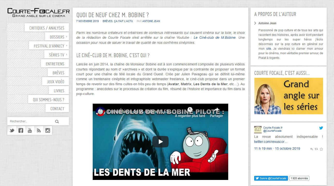 Capture d'écran du site Courte-focale.fr